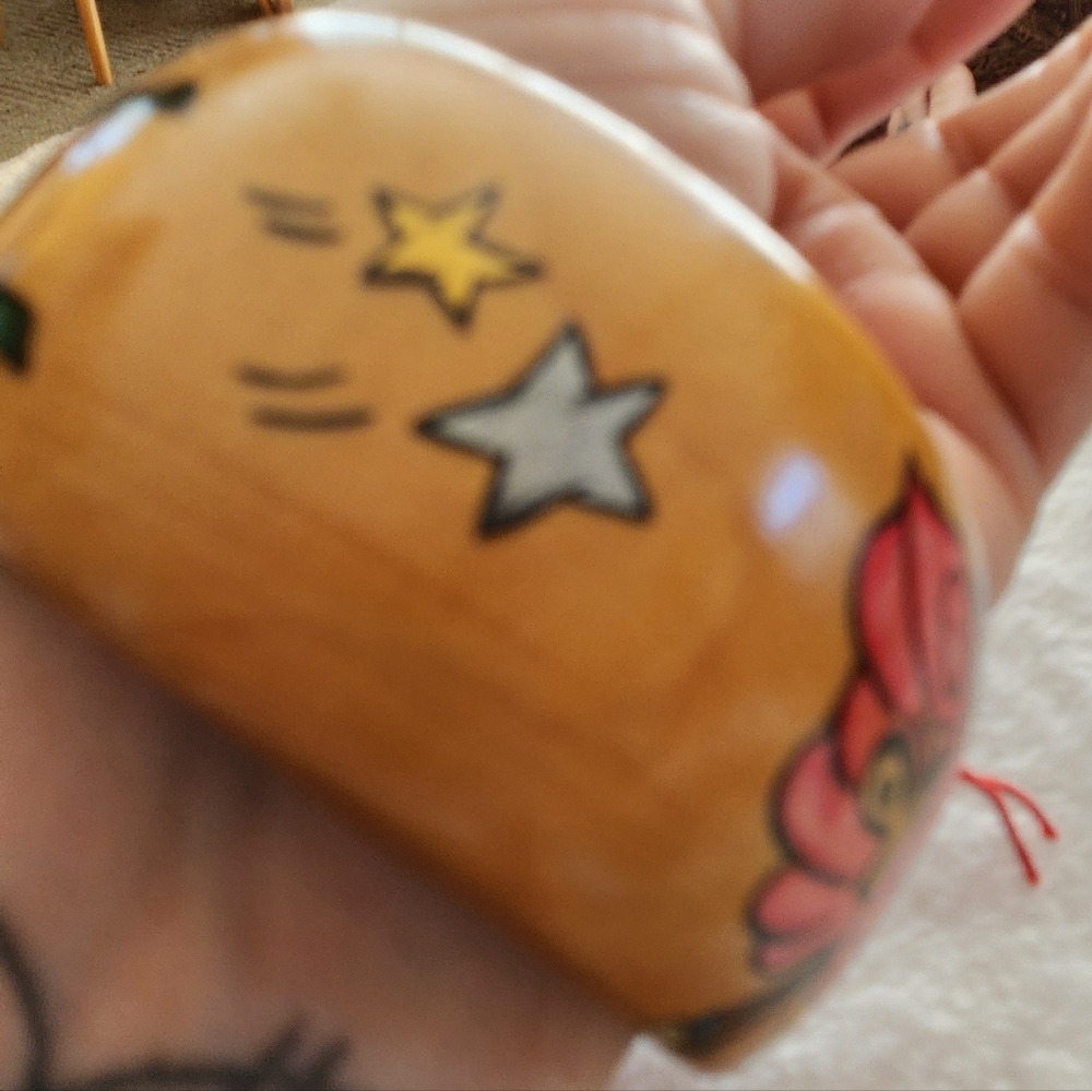 Hand-Painted Statement Bangle Bracelet Bold Pop A… - image 5